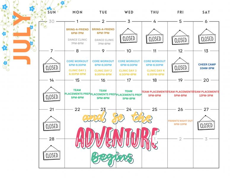 July 2024 Class Schedule 